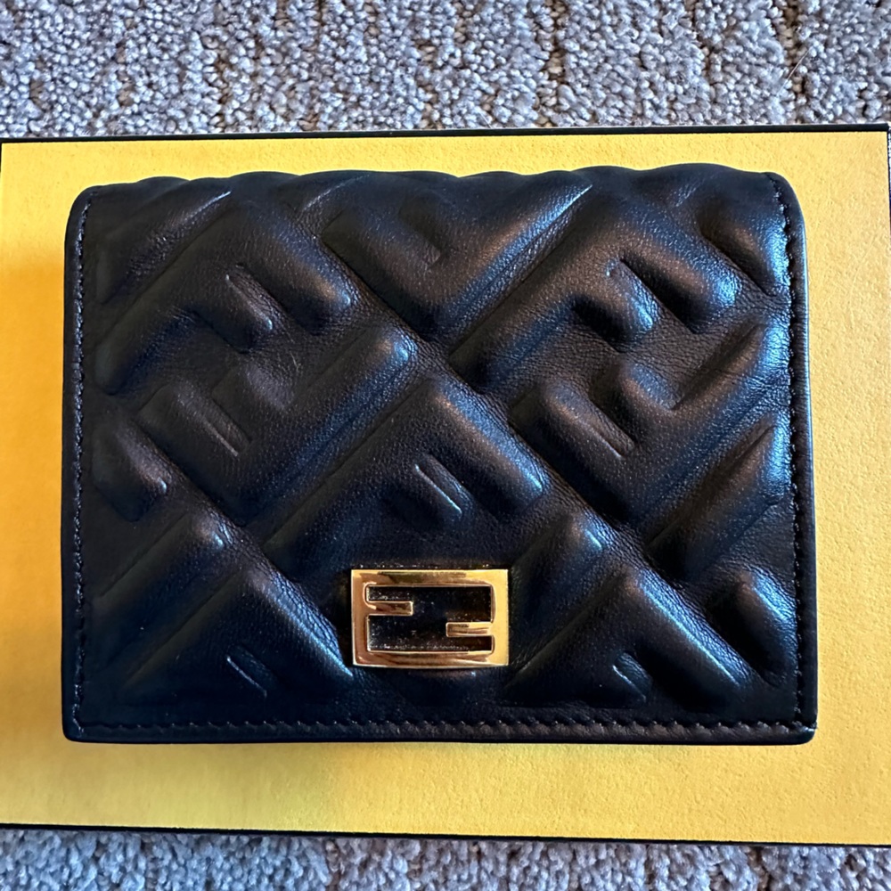 Fendi Black Nappa Leather Compact Wallet